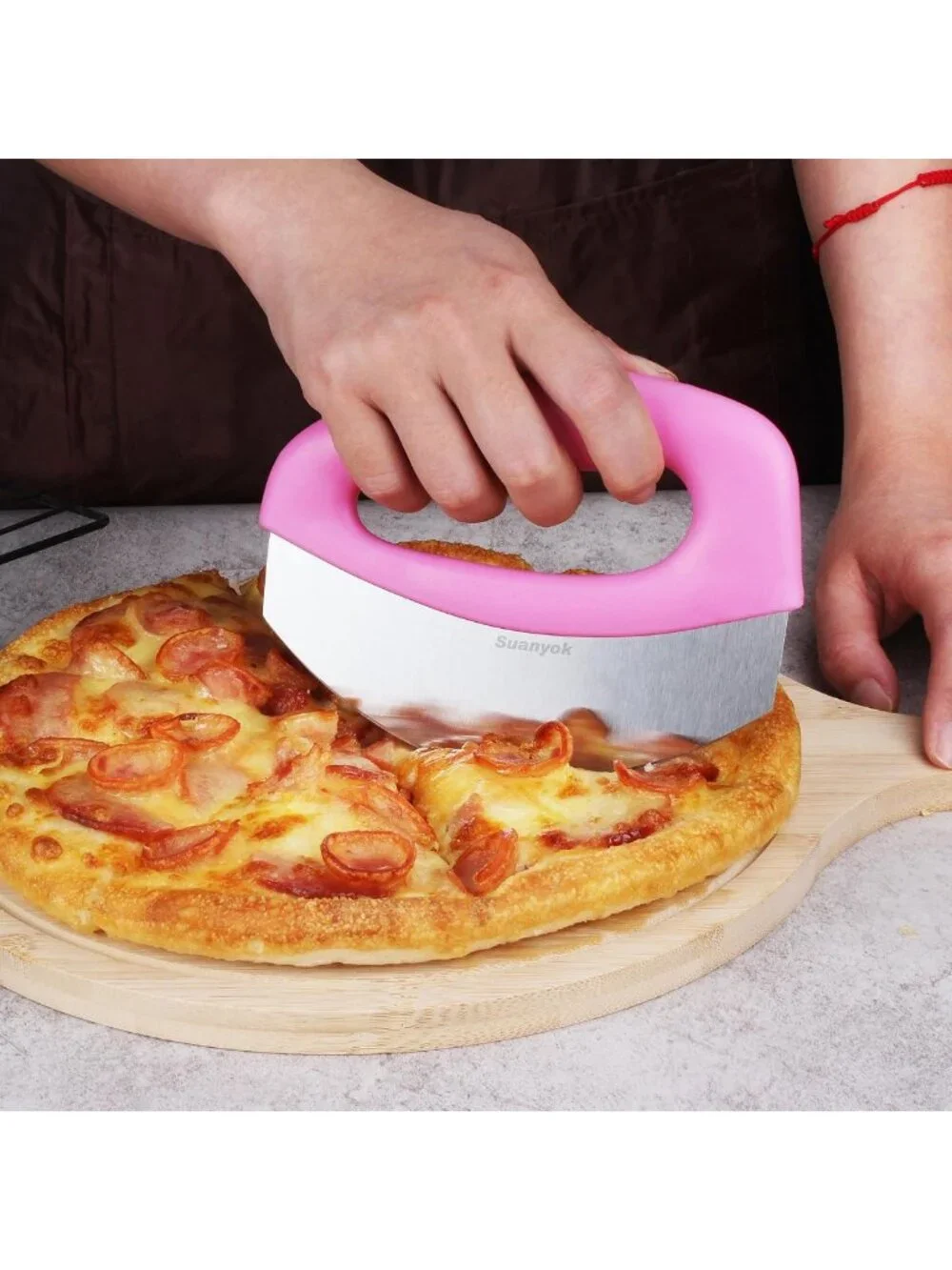 Stainless Steel Pizza Cutter Rocker Blade with Cover - Sharp, Dishwasher Safe